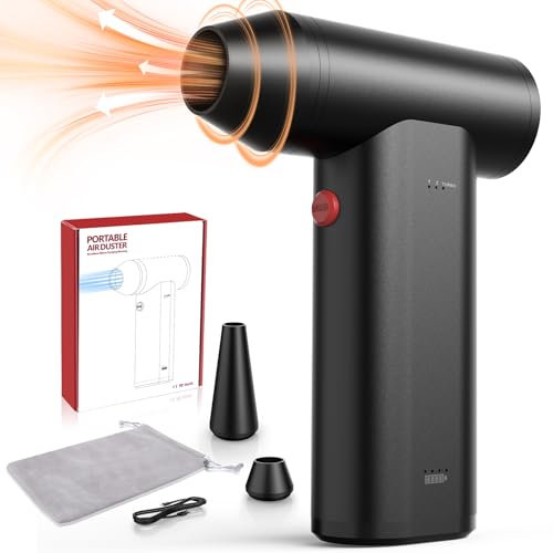 Metallgehäuse Elektrische Staubgebläse, 150000 U/min Turbo 3-Gang, Super Power Cordless Compressed Air Duster, Mini-Gebläse Druckluftspray Tragbarer Luftstaubwedel für Laptop, Auto, Sofa, Bürogeräte
