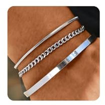 Halora Armband Herren Silber, ArmbäNder füR Herren Edelstahl Armreif MäNner Armband Herrenarmband Silberarmband Schmuck Valentinstag Geschenke für Ihn Silver Bracelet Men Mens Jewellery Geschenke