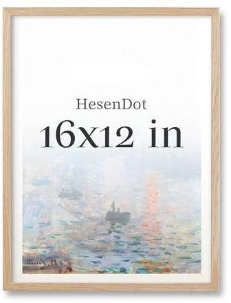 HesenDot 12x16in OAK Wood Picture Frame - Photo Frame with Acrylic Glass, Beige Minimalist Design, Print Photo Poster Wall Display, Home Decor,1 Pack