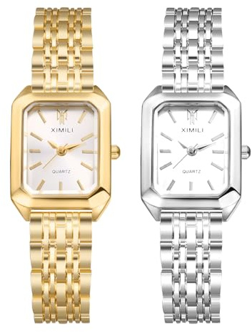 JewelryWe Orologi da donna cinturino in metallo quadrato ¨C Elegante analogico al quarzo orologio da polso donna orologio casual da polso con quadrante rettangolare conchiglia e cinturino in lega,