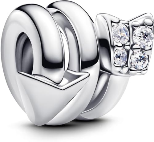 PANDORA Moments Drehender Pfeil Charm aus Sterling Silber mit Zirkonia, Kompatibel Moments Armbänder, 793665C01