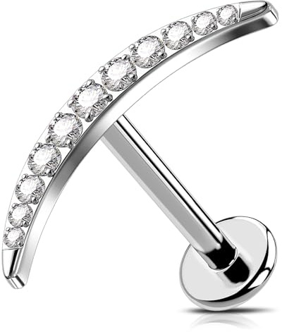 OUFER 16G Conch Piercing Ring Innengewinde Knorpel Ohrpiercing Titan G23 Helix Piercing Schmuck 8 mm Labret Piercing Klar CZ Helix Ring Conch Piercing Ring