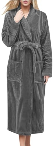 Bata con Cuello Chal para Mujer Ropa de Dormir Suave Y Acogedora Bata de Estar Por Casa Bata Mujer Invierno Bata de Casa Albornoz Mujer Bata Coralina Mujer