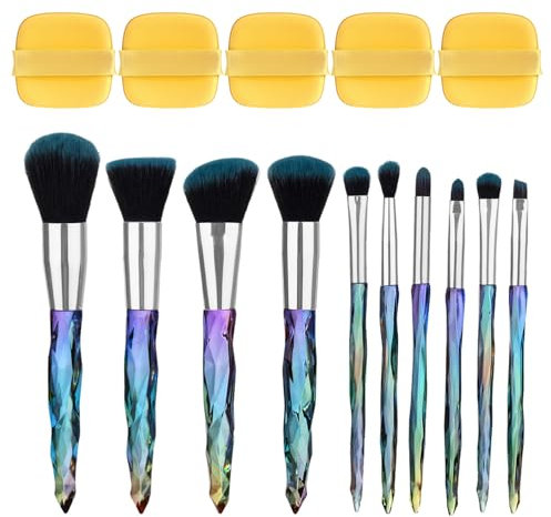 10 Pinceaux De Maquillage Et 5 Houppettes À Poudre, Outils De Beauté, Pinceaux De Maquillage Multifonctionnels, Peuvent Être Utilisés Pour Le Blush, Le Fard À Paupières, Les Sourcils, Etc.