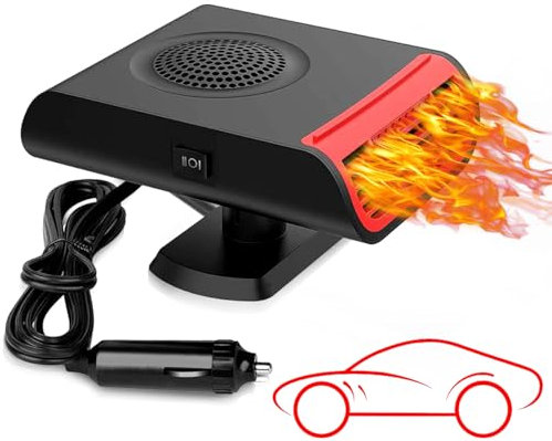 Showvigor 12V Autoheizung, Auto Heizlüfter, Tragbare Autoheizung Anti-Beschlag Windschutzscheibe Defroster, Defroster Mit ergonomischem Handgriff Zigarettenanzünder Heizlüfter für alle Autos