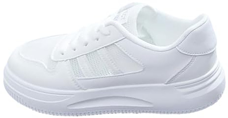 Zapatillas cómodas para mujer, con plataforma, bajas, transpirables, suaves, antideslizantes, para aprender a caminar, para correr, ligeras, versátiles, para el tiempo libre, Blanco, 39 EU