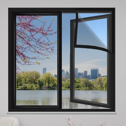 Fenster Fliegennetz zum Klemmen 180x190cm Schwarz zum Schieben Roll Fliegengitter TüRen Anti-Fliegen-Netz fenster füR BalkontüR Fenster Mückengitter