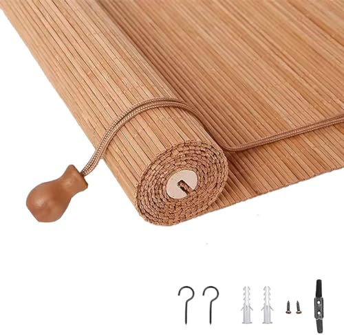 Bambus-Sonnenschutzrollos 75% Beschattung 70x220cm Anpassbare Breite Bambusvorhänge für Fenster und Türen