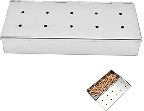 Toyvian Outdoor Bbq Smoker Box Grill Smoker Box Holes for Wood Chips Bbq Supply Accessory