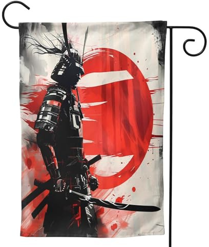 Mexpekil Drapeau japonais de jardin guerrier 30,5 x 45,7 cm double face, drapeau de bienvenue décoratif d'extérieur pour terrasse, cour, pelouse