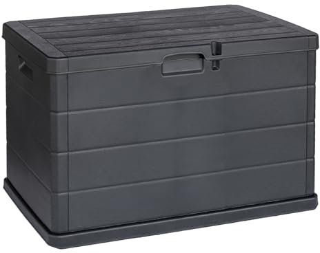 URBNLIVING 200L Large Lockable Garden Storage Box - Outdoor Chest for Cushions, Tools, Toys - Polypropylene Build, Ventilated Design, Built-in Handles, Easy Assembly, Durable & Space-Saving