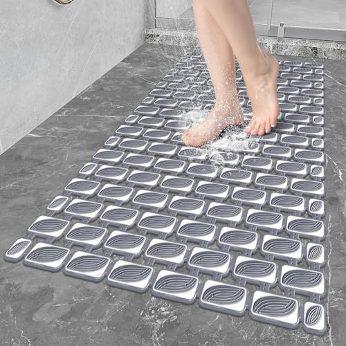 Badewannenmatte rutschfest Duschmatte rutschfest 40x70cm: Antirutschmatte badewanne mit Saugnäpfen - Badewanne Antirutschmatte - Badewanneneinlage Maschinenwaschbar (Grau, 70 x 40cm)