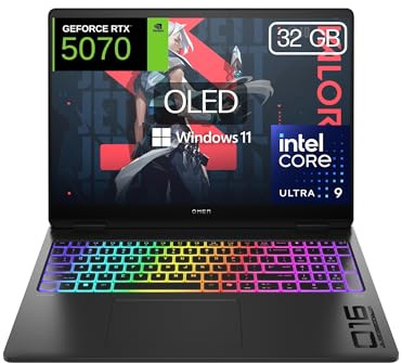 HP OMEN MAX - Ordenador Portátil Gaming de 16 OLED 240Hz (Ultra 9-275HX, 32GB RAM, 1 TB, NVIDIA GeForce RTX 5070 8GB, Windows 11) Negro - Teclado QWERTY Español