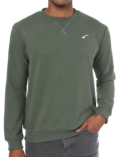 Yageshark Sweatshirt Herren Baumwolle Ohne Kapuze Basic Pullover mit Rundhalsausschnitt Männer Langarmshirt für Freizeit & Sport