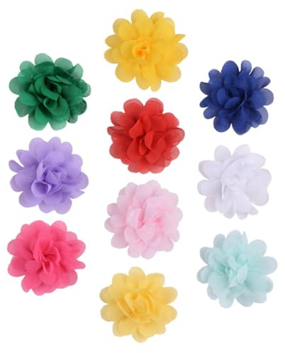 HAMPPLIES 10 Stück Blumen Haarspangen für Mädchen Kinder Modische Haarschmuck mit Chiffon Blüten Bunte Haarclips Vielseitig für Alltag und Fest Zufällige Farbe