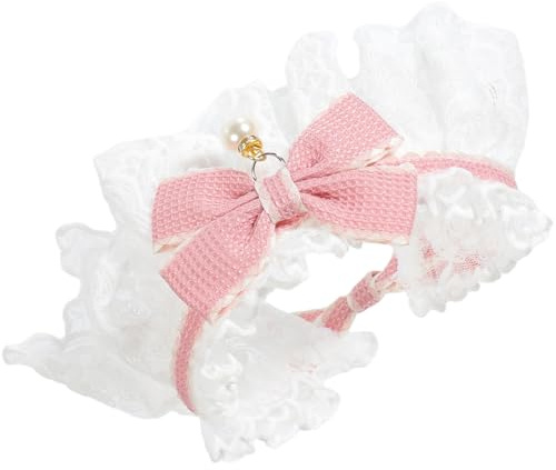 TOBBOMEY Verstellbares Katzenhalsband mit Süßer Rosa Spitzen Schleife Leichtes Welpen für Kleine Haustiere Komfortables und Dekoratives Zubehör für und Hunde