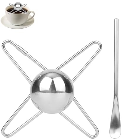 Espresso Cooling Ball Kit with Spoon, Reusable Stainless Steel Ice Coffee Frozen Ball Espresso Cooling Tool for Iced Coffee Bourbon Scotch & Cocktails