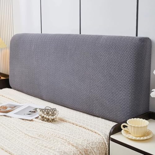 Strecken Bett Kopfteil Bezug für Polster-, Holz- oder Lederbetten, Milchsamt All-inclusive-Kopfteilbezug für Einzel Doppel Queen Kingsize-Kopfteilschutz Dekoration Hussen(Length:110-130cm,Dark gray)