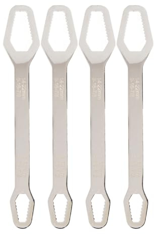 Fyearfly Juego de llaves universales autoajustables, 4 piezas, 8-22 mm, acero 60HRC, 9.1 pulgadas de largo, plateado, ideal para uso doméstico e industrial, herramienta versátil para espacios
