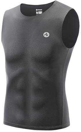 Nepest Base Layer - Maglia intima da uomo per bici da corsa, senza maniche, ultra leggera, traspirante, alla moda, ad asciugatura rapida, grigio scuro, XL