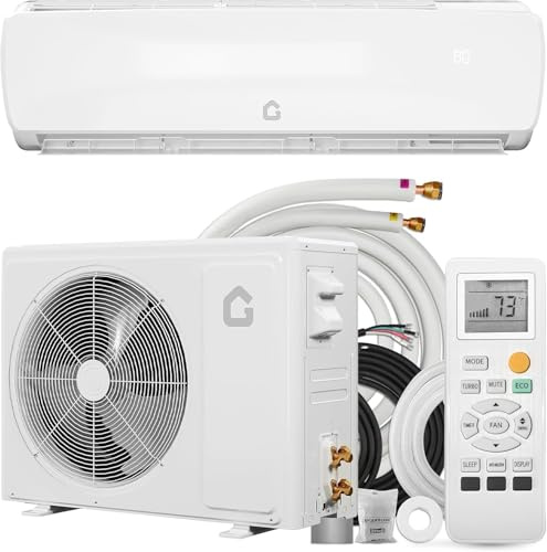 18,000 BTU Mini Split AC/Heating System, 19 SEER2 230V Ductless Air Conditioner with Heat Pump, Pre-Charged Condenser, 750 Sq.Ft Coverage, Full Function Remote & Complete Installation Kit