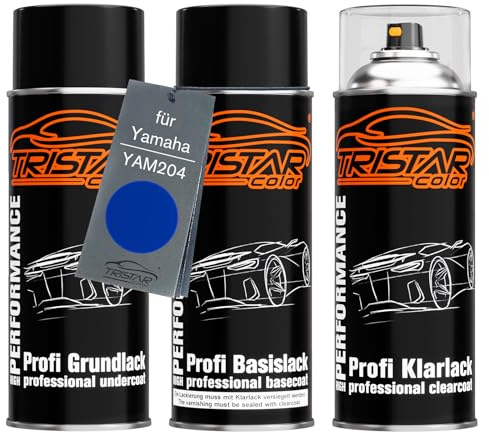 TRISTARcolor Peinture moto Kit bombes de peinture pour Yamaha YAM204 Dark Blue Peinture de fond peinture de base vernis clair aérosol 400 ml