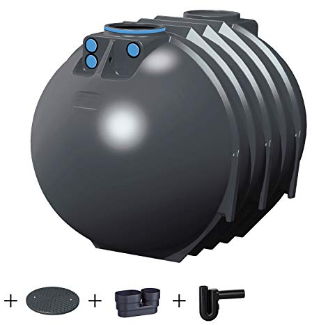 PREMIER TECH AQUA GmbH Zisterne 10000 Liter Standard Erdtank Blueline II mit Deckel, beruhigtem Zulauf und Siphon - Kunststoff, Kunststoffzisterne, Komplettset