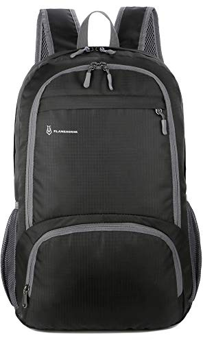 FLAMEHORSE 30L Backpack Foldable Waterproof Backpack High Capacity Ultralight Rucksack Sturdy Durable Daypack for Hiking Daypack Packable Camping Travel Outdoor Sport Knapsack for Men Women (black)