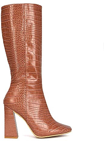 Womens Knee Calf High Boots Ladies Block Heel Party Square Toe Long Shoe Size 3-8
