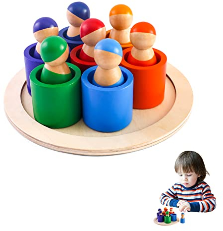 Promise Babe Regenbogen Figur Holzspielzeug Klein Kinder Montessori Spielzeug Holzspielzeug Pädagogisches Lernspielzeug Sortierspiel Holzpuzzle Weihnachten Geburtstag Geschenk ab 3 Jahre