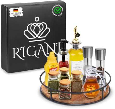 Premium Drehteller aus Holz – 360° drehbar mit Anti-Rutsch-Funktion | Praktische & stilvolle Aufbewahrung für Küche, Bad & Haushalt – auch als Geschenkidee