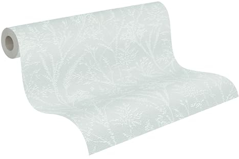A.S. Création Carta da parati in tessuto non tessuto con rami, verde chiaro, bianco, di alta qualità con effetto naturale, 397662, per corridoio, soggiorno, made in Germany