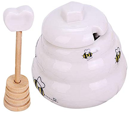 Pleayietoopiatiey Barattolo in ceramica per miele con coperchio, per spezie, decorazione per feste