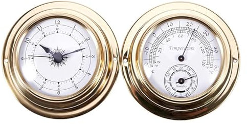 Analoges Barometer, Thermometer, Hygrometer, Uhren, Uhr, 2 ganzes Set, Wetterstation, Messgerät, multifunktionales Innen- und Außenthermometer, for Zuhause, Innenbüro, Wanddekoration