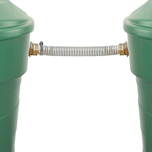 VERBINDUNGSSET für REGENTONNEN inkl. VERBINDUNGSSCHLAUCH 25mm und hochwertige 1-Zoll Messing - VERBINDUNGSTEILE, REGENTONNENVERBINDER für REGENTONNE und REGENFASS mit 2* WANDDURCHFÜHRUNG