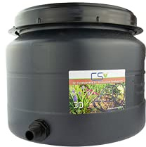 CS Drehdeckelfass 30 Liter grau mit Tankdurchführung 3/4 Zoll für die drucklose Bewässerung