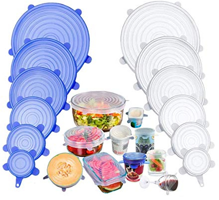 EacoLids Tapas de silicona y cubiertas para platos de microondas - Juego de 5 tapas de succión