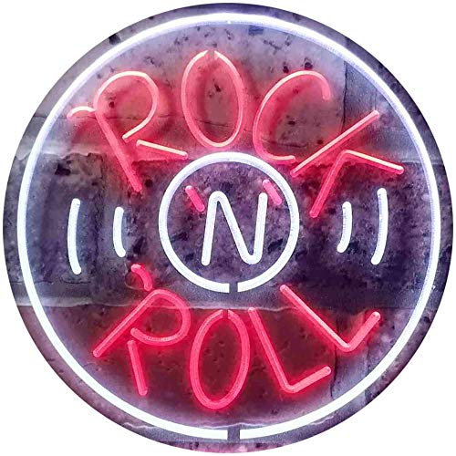Rock and Roll Music Bar Illuminated Dual Color LED Barlicht Neonlicht Lichtwerbung Neon Sign Weiß & Rot 300 x 210mm st6s32-i0489-wr