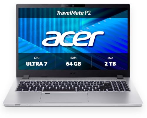 Acer TravelMate P2 | Business Laptop | Core Ultra 7 | 64GB/2TB | 15,6 FHD IPS | Core Ultra 7 155H | 64GB RAM | 2TB SSD | Windows 11 Pro | QWERTZ