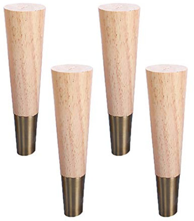JIAOLUN123 4 Stück Holz Tischbeine Einstellbar Messinghülse Gerader Kegel Massivholz Konisch Ersatz Möbelfüße Möbelbeine für Sofa Bett Schrank Holz Ersatz für Schrank Stuhl Couch Bett,Lackfarbe(35cm)