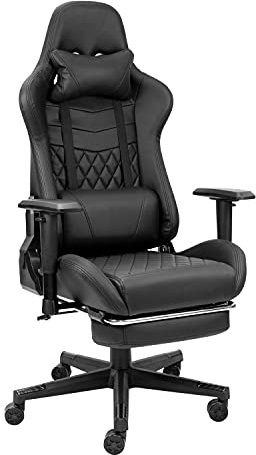 Cashoffice Silla Gaming de Ordenador Dark con Reposapiés y Asiento de Nylon Color Negro