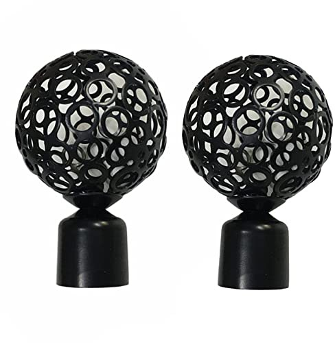 Gardinenstange Endstück Kugel Schwarz Gardinenendstücke Metall Endknopf Endkappe Gardinenstange 28MM Gardinen Endstücke Kugel Smooth Vorhangstange Endknopf für Küche Badezimmer Schlafzimmer(2 Stücke)