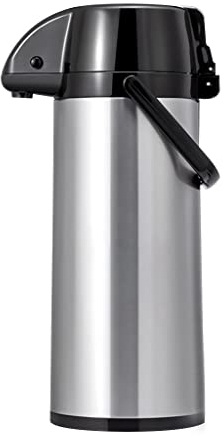 Lever-Action Thermal Coffee Carafe With Pump, Double Walled Insulated Vacuum Flask, Insulated Pump Coffee Airpot, SplashProof Coffee Airpots, 24 Hour Heat Retention ( Color : Silver-Style 1-2.5L )