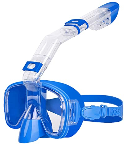 Opurtdor Adults Dry Snorkel Mask with Wide View and Anti-Fog Anti-Leak Features - Half Face Panoramic Mask for Kids and Adults Swimming, Diving Goggles