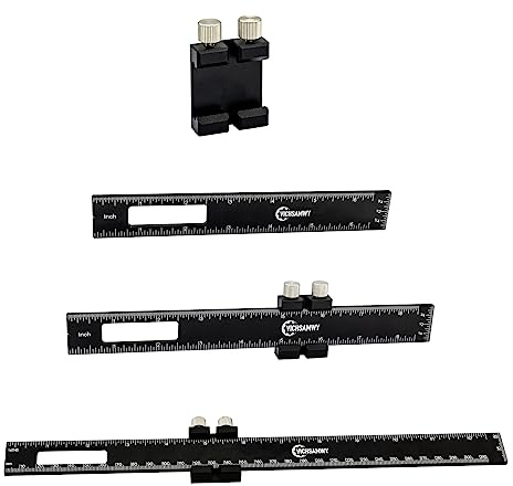 VICHSAMWY 3 Stück schwarzes Metall-Lineal für Holzbearbeitung, verstellbar, 15,2 cm, Präzisions-Taschenschieberegler, Zoll und metrisches Messlineal für Holzarbeiter (schwarz)