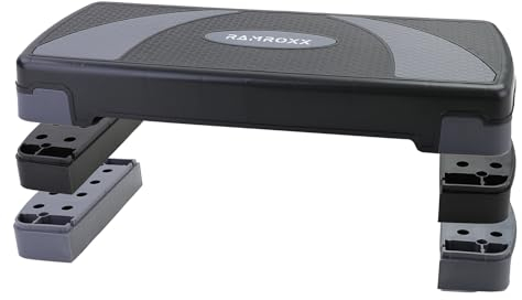 Tenzo-R Fitness Stepboard Stepper Steppbrett Workout 3 Stufen Schwarz Grau 80x30cm