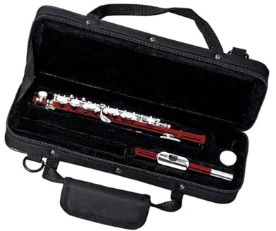 Querflöte Instrument Rote C-Ton-Piccolo-Flöte Halber Größe, Versilbertes Kupfernickel-Piccolo Mit Lederetui