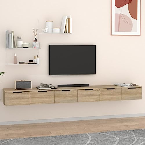 DYRJDJWIDHW garderobenleiste,flurgarderobe,gaderobe,Wandschränke 2 STK. Sonoma-Eiche 102x30x20 cm Holzwerkstoffkleiderhaken Wand,hakenleiste,Garderobe Wand,