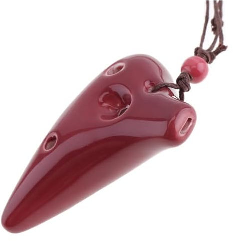 Okarinas Ocarina Keramik Alto C handgeschnitzte Ocarina 6-Loch-Instrument schwelende Flöte Ocarina for Erlernen von Anfängern(Brown)