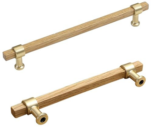 SZLXJMFL Schrankgriff Holzgriffe, 2 Stück Lackierte Oberfläche Schubladengriff Schwar Eiche Wohnzimmer Griffe Bohrlochabstand: Einloch/96/128/192 mm, Bügelgriff Küchengriffe -232mm/9.2in